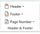 Header and Footer in ribbon in Word on a smaller screen